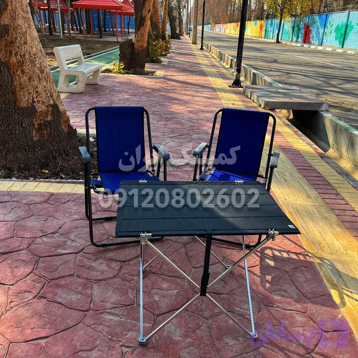 ست میز و صندلی تاشو مسافرتی ۲ نفره دسته مبلی با ۷ فنره*