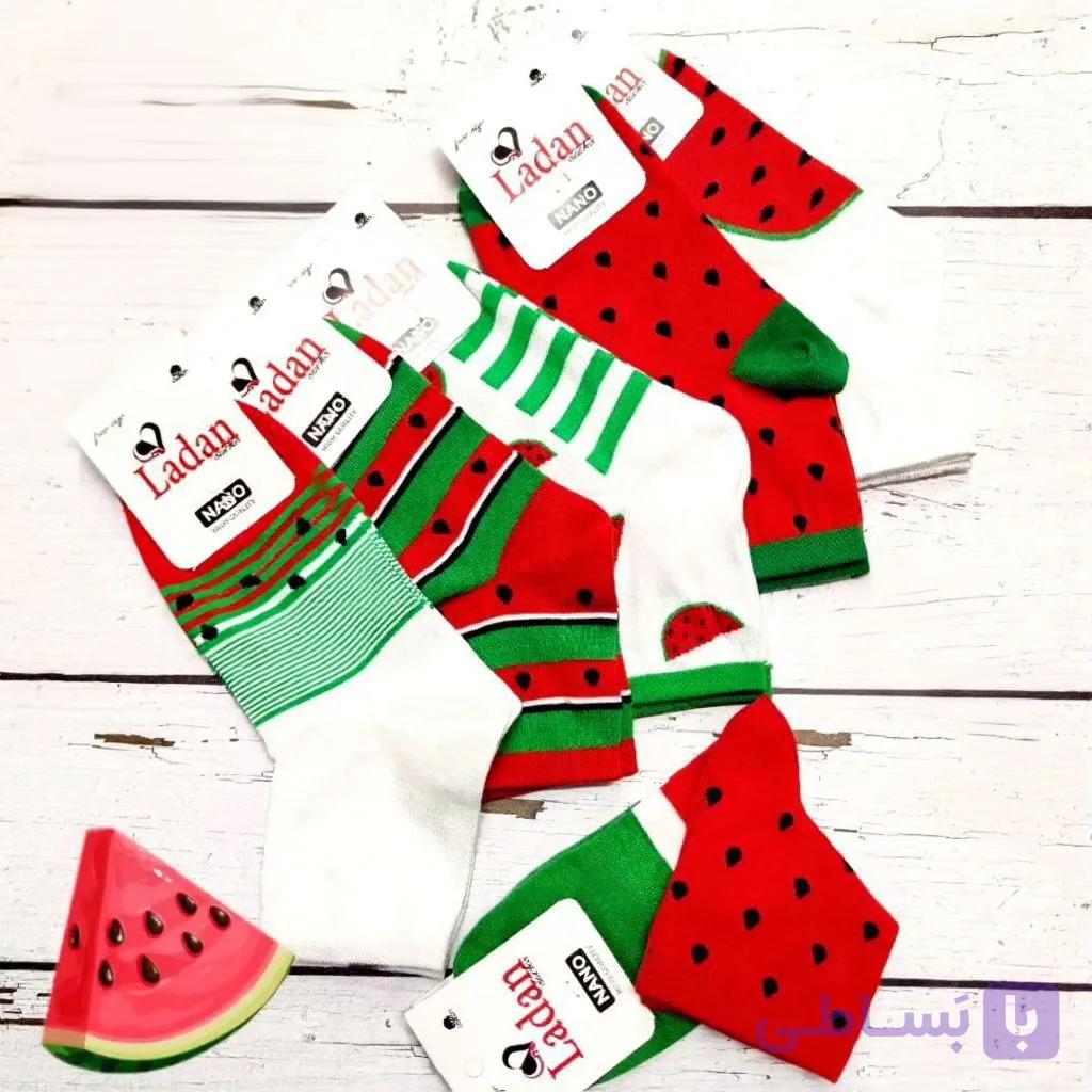 جوراب نیم ساق  زنانه طرح یلدایی 🍉🍒🎈