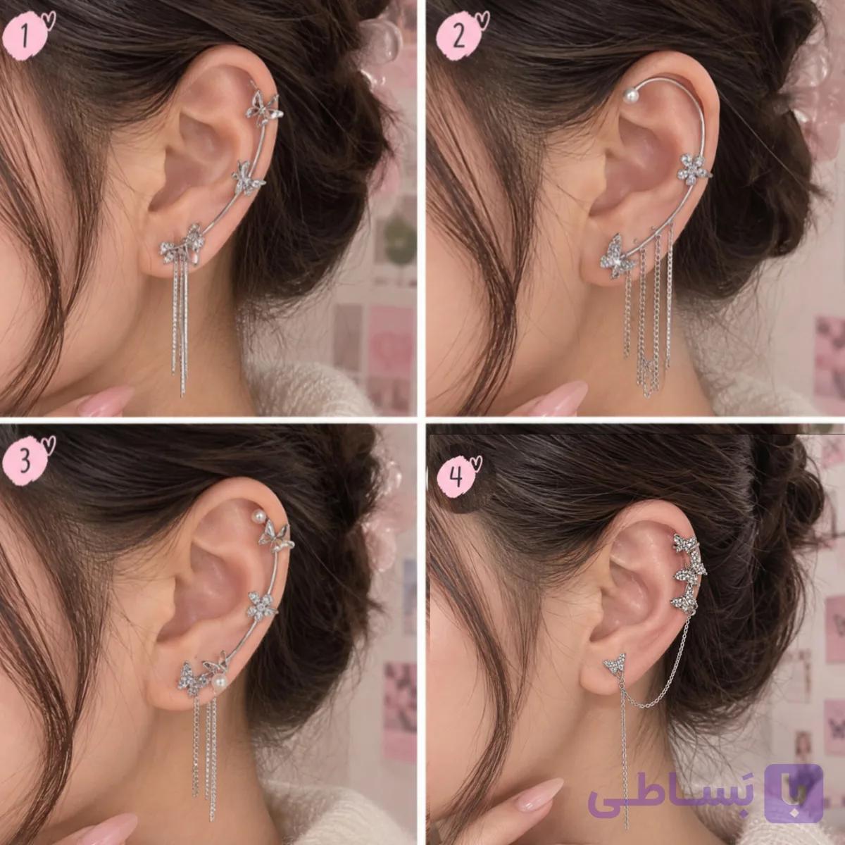 گوشواره پشت گوشی پروانه‌ای — تصویر 1