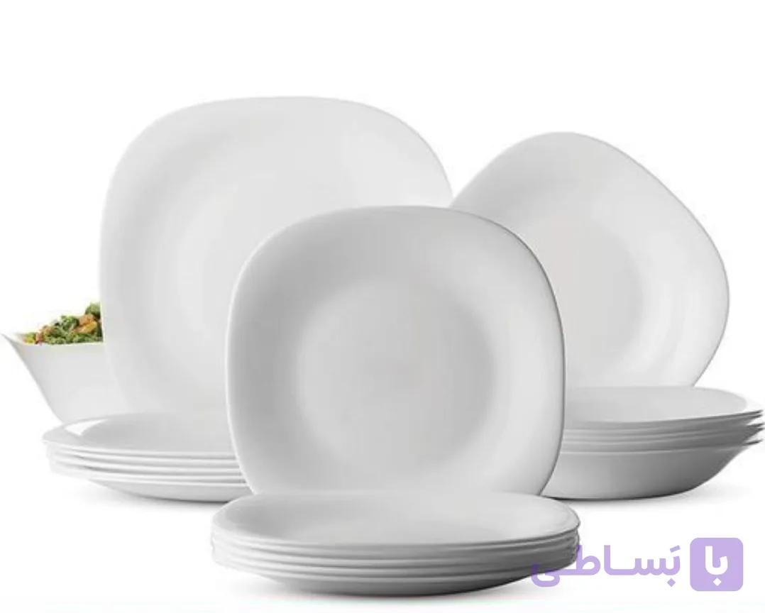 سرویس غذاخوری ۶ نفره اوپال سفید قالب مربع