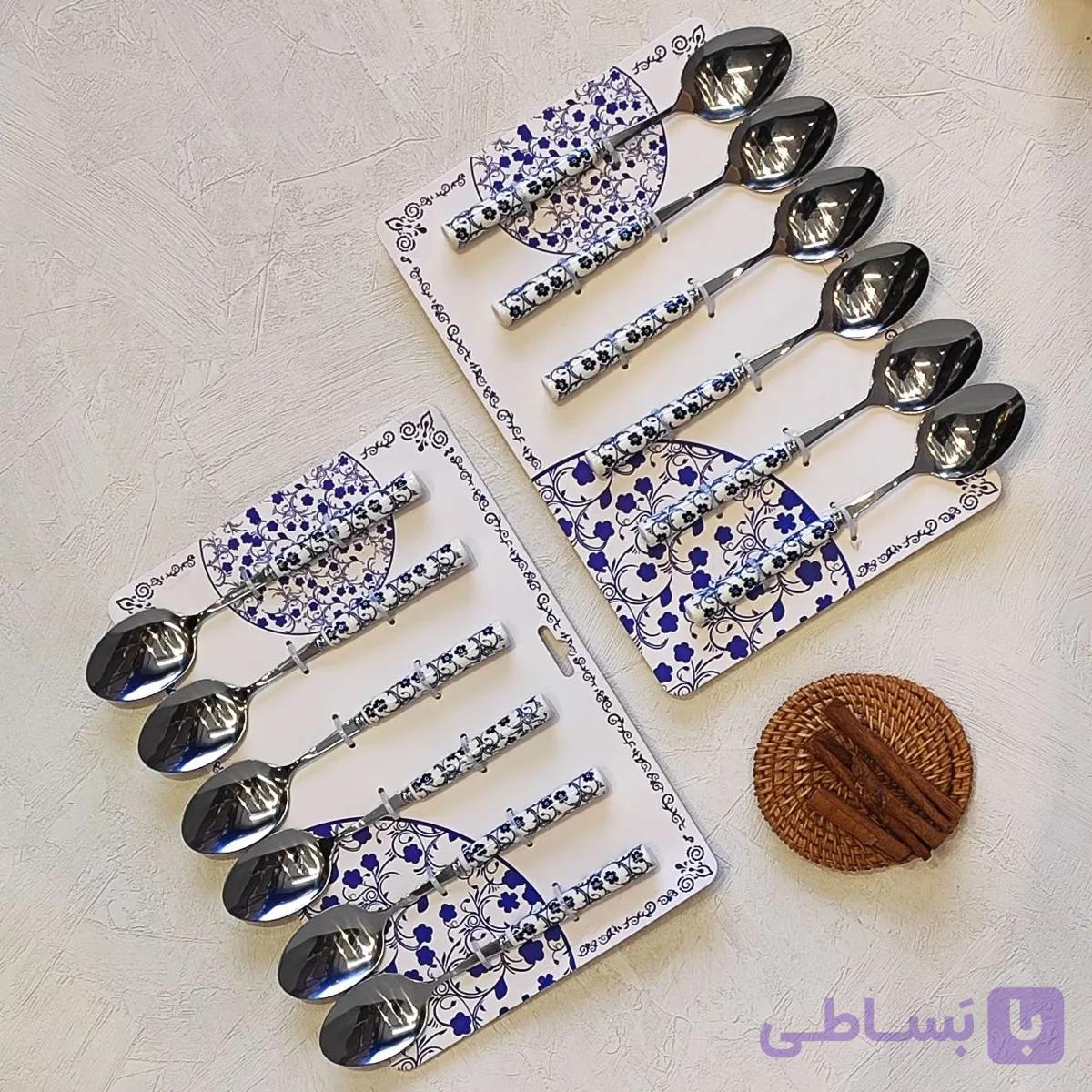 قاشق چنگال ۱۲ پارچه دنی هوم طرح گل آبی