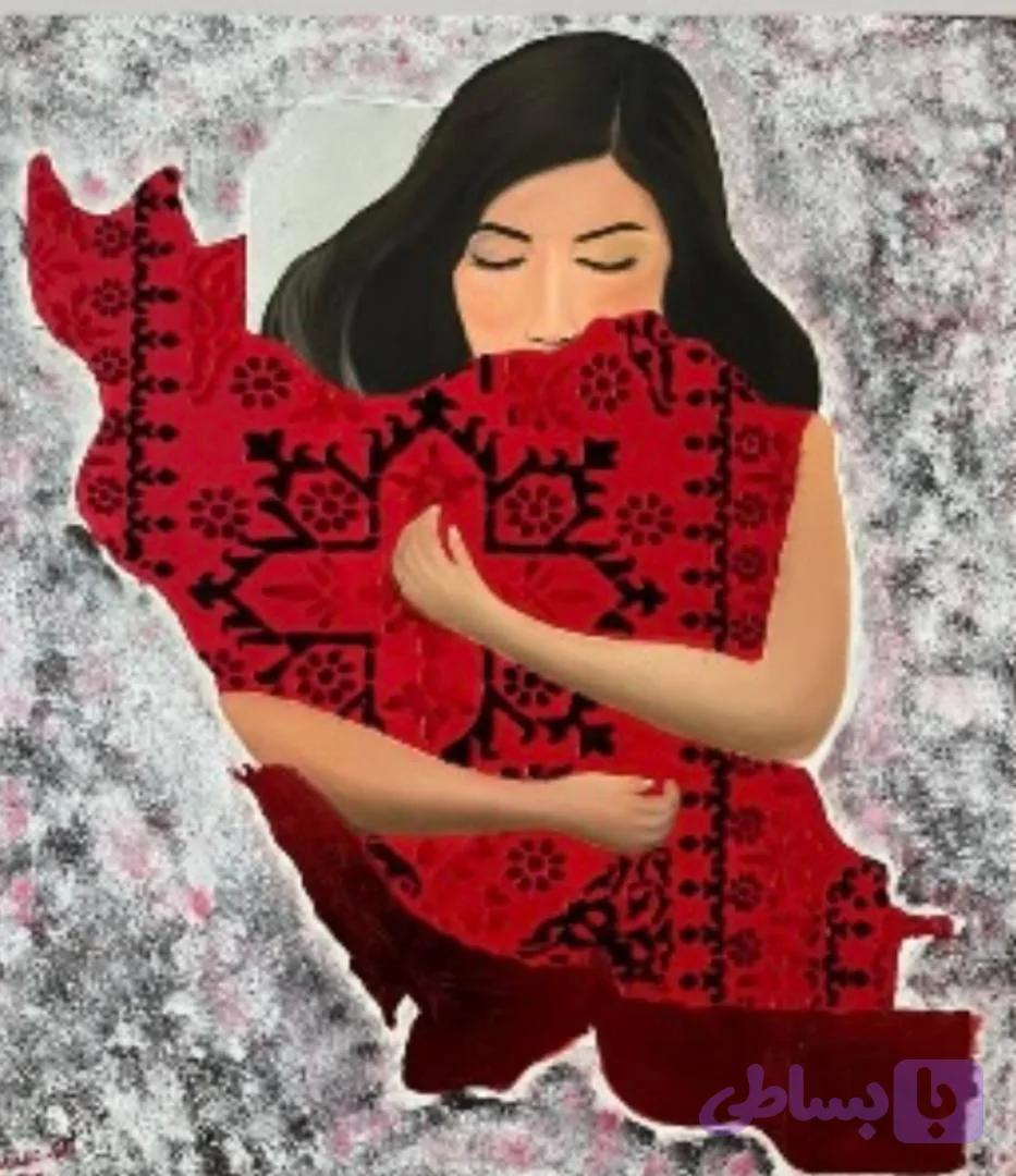 تابلو نقاشی، تابلو نقاشی میکس مدیا طرح ایران من