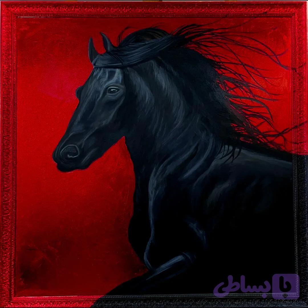 تابلو نقاشی، تابلو نقاشی میکس مدیا طرح اسب
