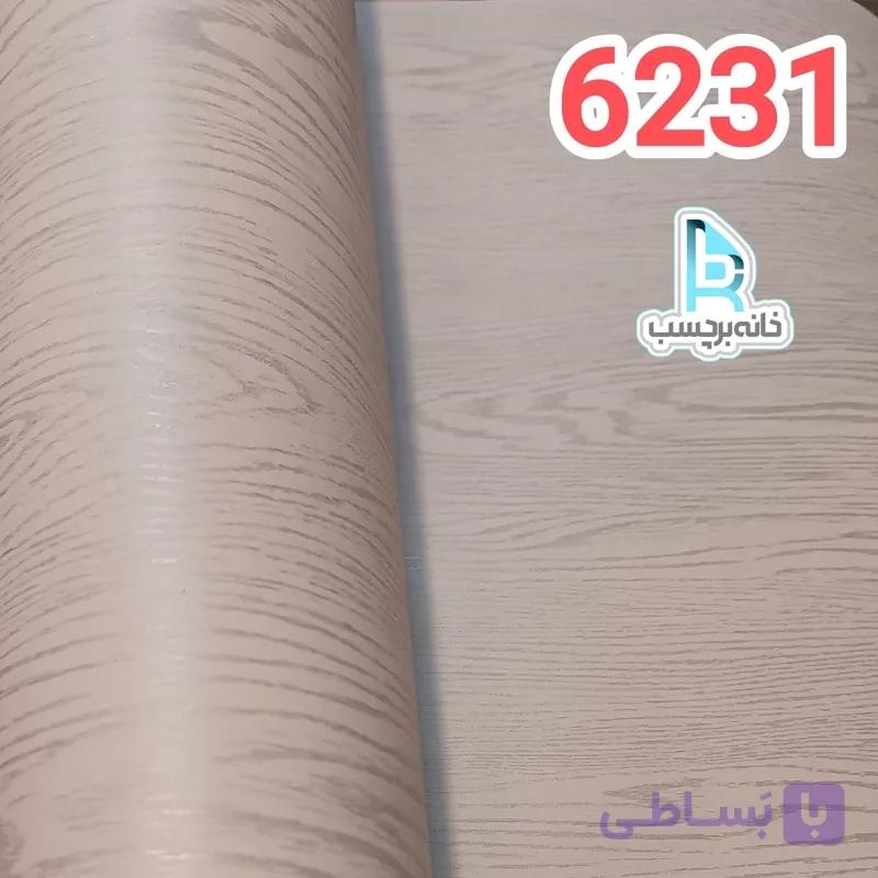 برچسب کابینت طرح چوب کد 6231 سفید و نقره ای ضخیم با پوشانندگی بالا