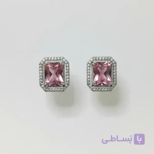 گوشواره مکعبی صورتی