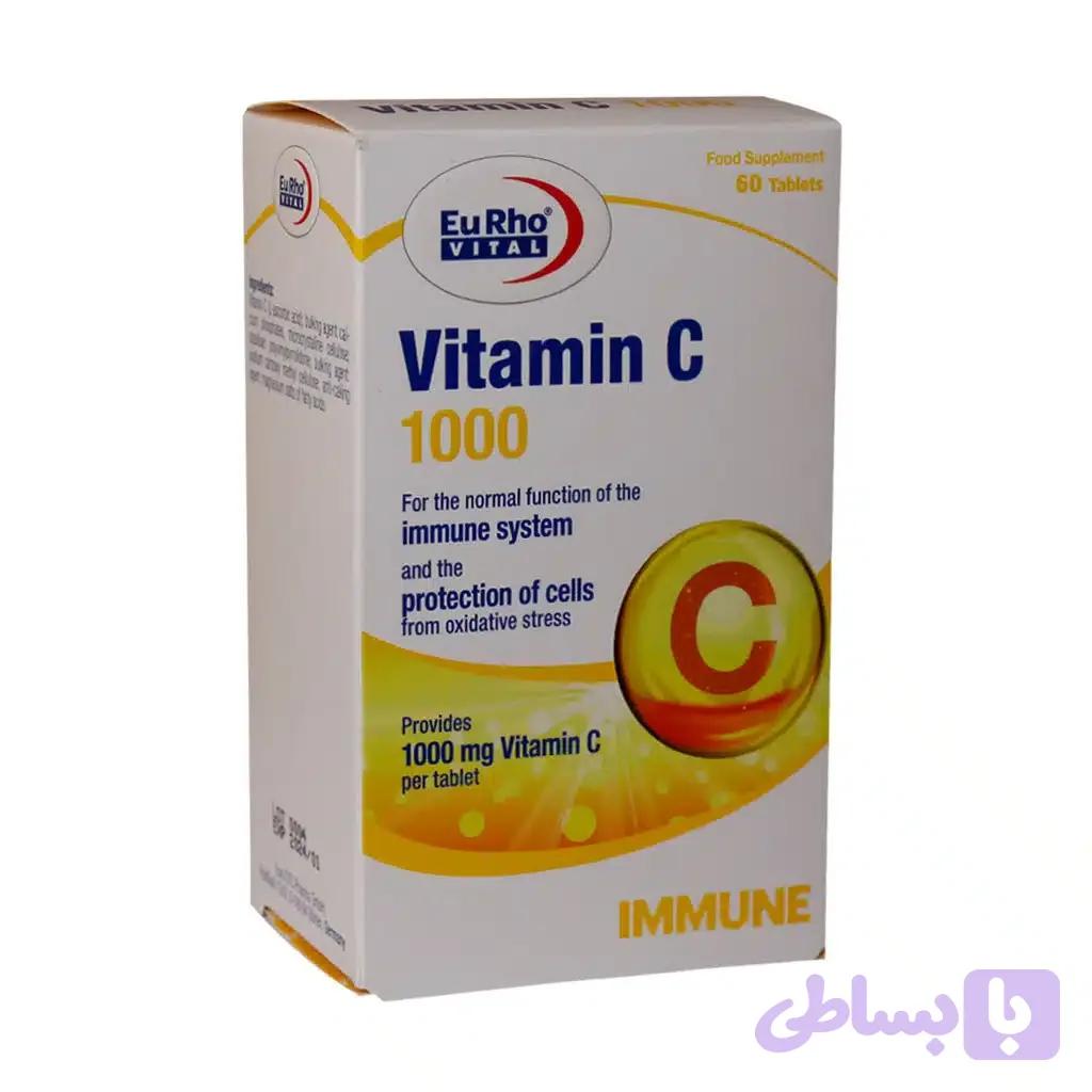 ویتامین سی 1000 میلی گرم 60 عدد | Eurho Vital Vitamin C 1000 mg 60 — تصویر 1