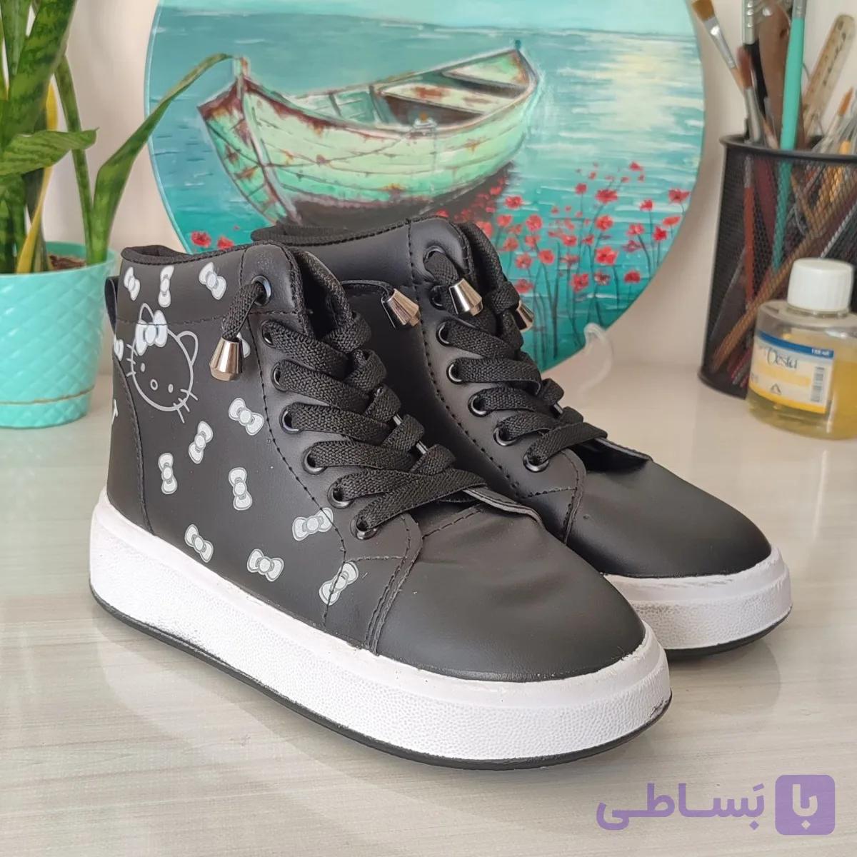 کفش کتونی نیم ساق دخترانه مدل hello kitty سایز ۳۰ تا ۳۴