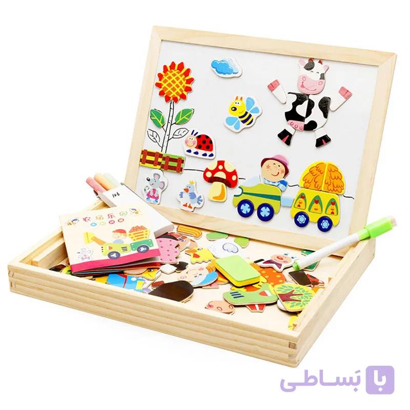 تخته چوبی دو طرفه و پازل مگنتی GreenToys — تصویر 1