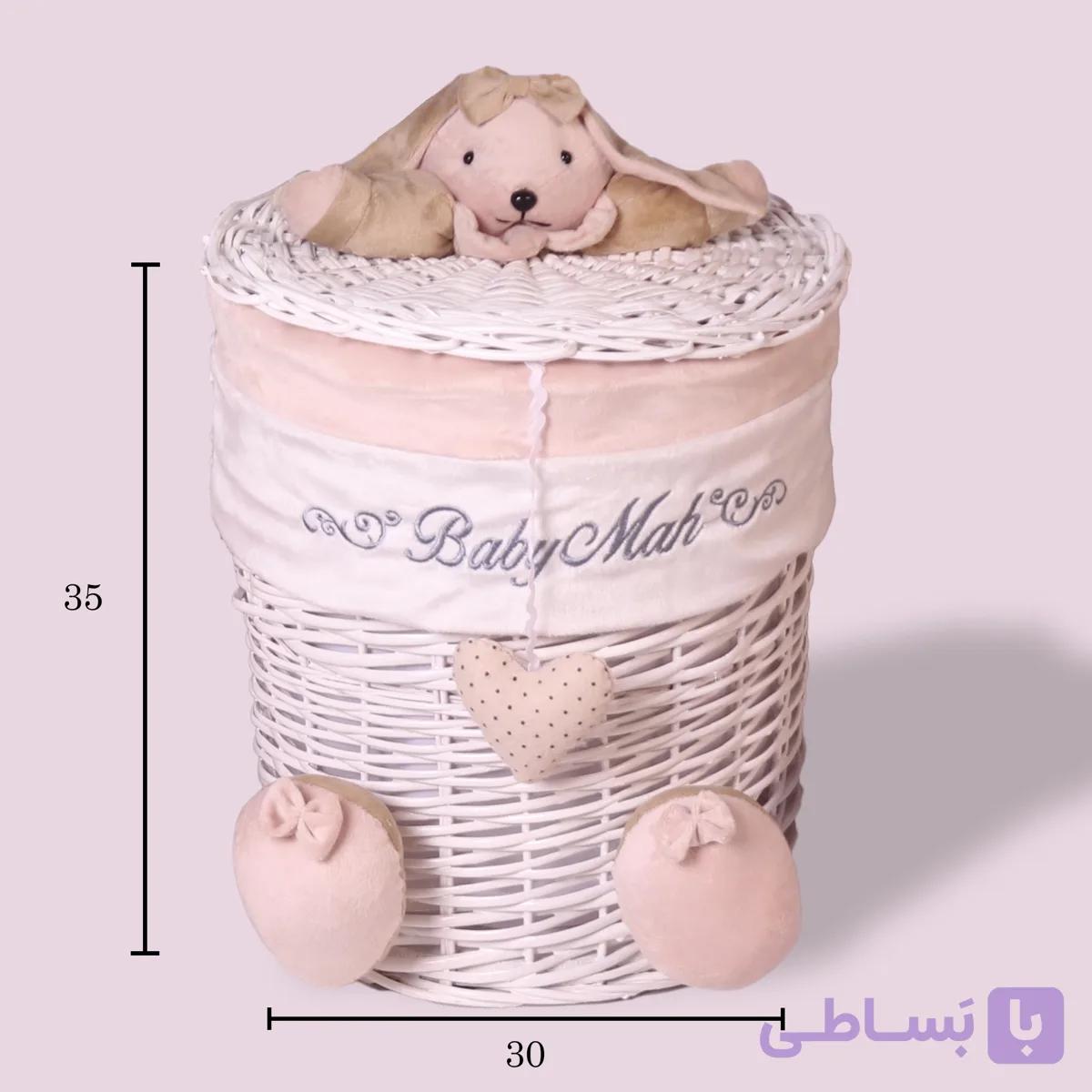 سبد استوانه کوچک خرگوش رنگ کرم — تصویر 1