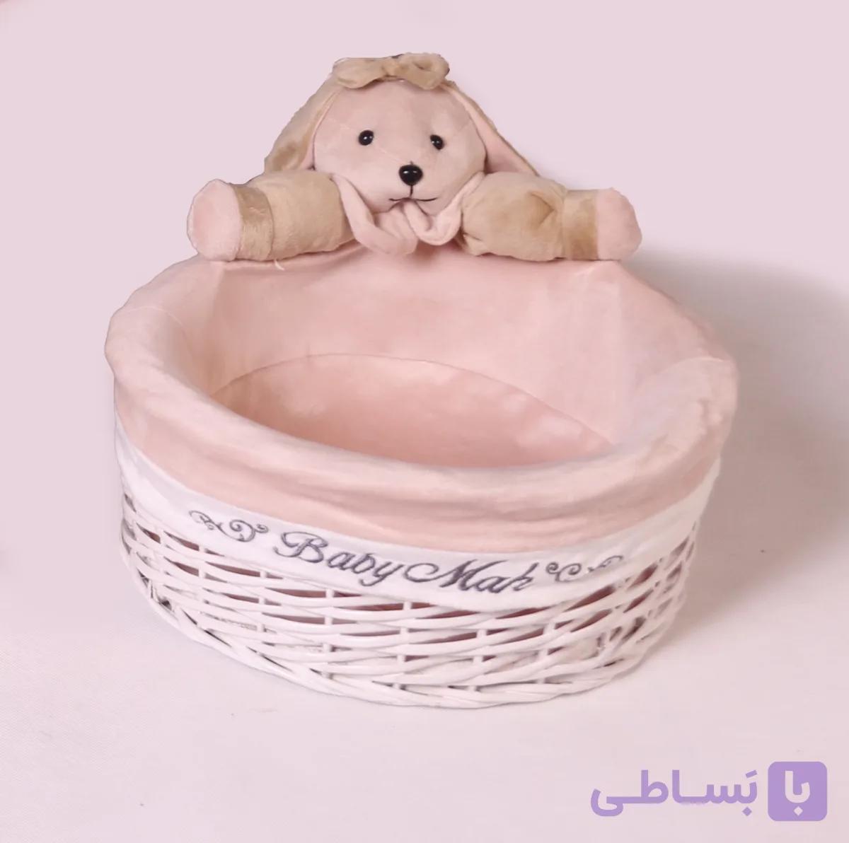 سبد بهداشتی گرد خرگوش رنگ کرم — تصویر 1