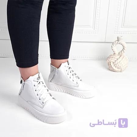 کفش نیم بوت سفید زنانه باران مدل 7726 — تصویر 1