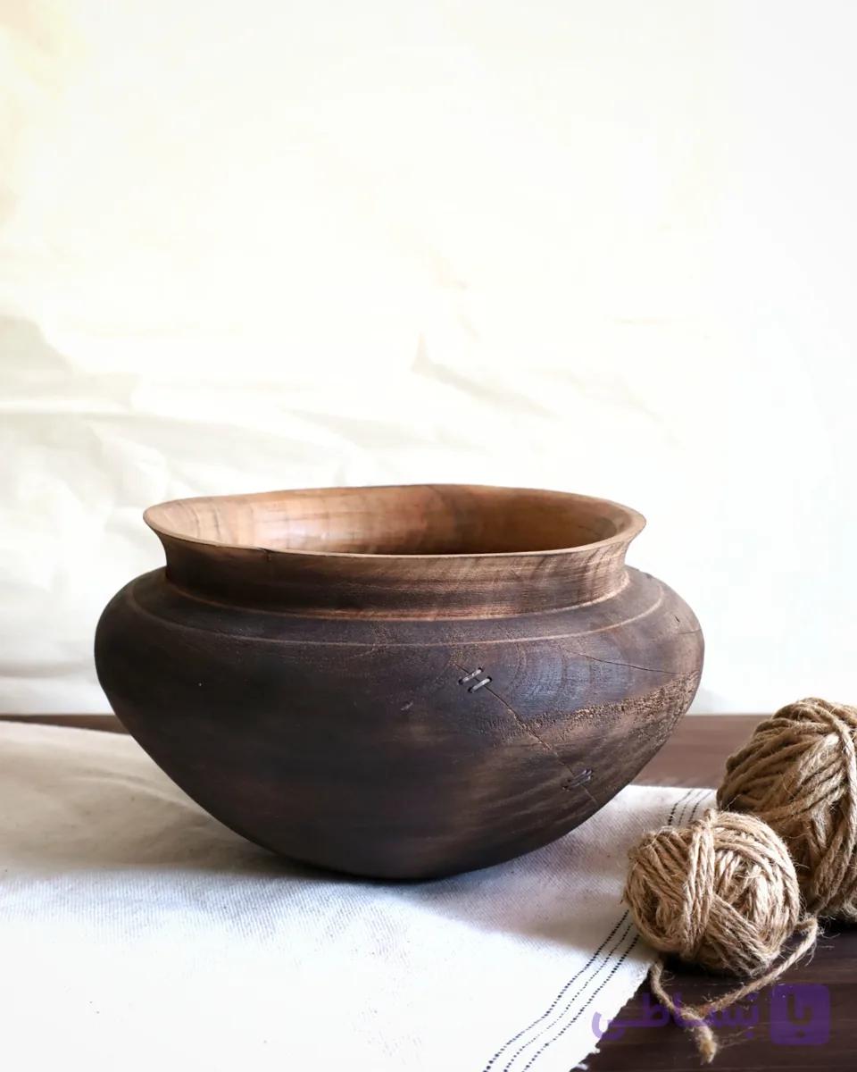 کاسه چوبی روستیک مدل دلوان قطر ۲۴