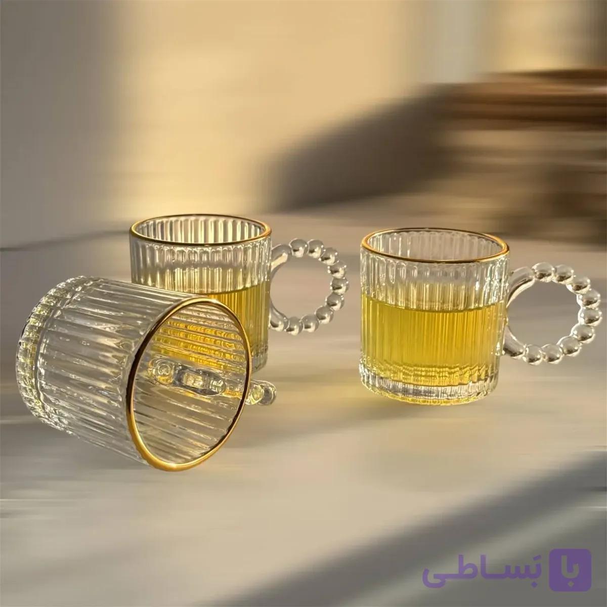 استکان چای و قهوه دور طلایی/6عددی