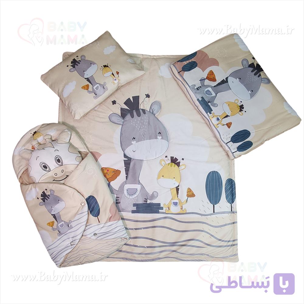 سرویس خواب 5 تیکه مخمل چاپی زرافه شکمو — تصویر 1