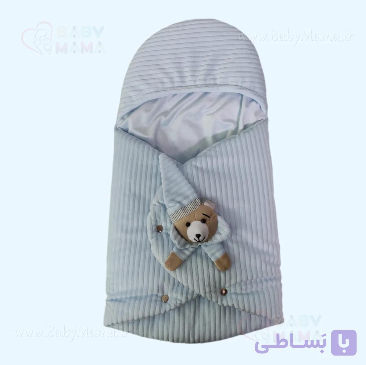 قنداق فرنگی مخمل کبریتی گلدوزی خرس کلاهدار — تصویر 1