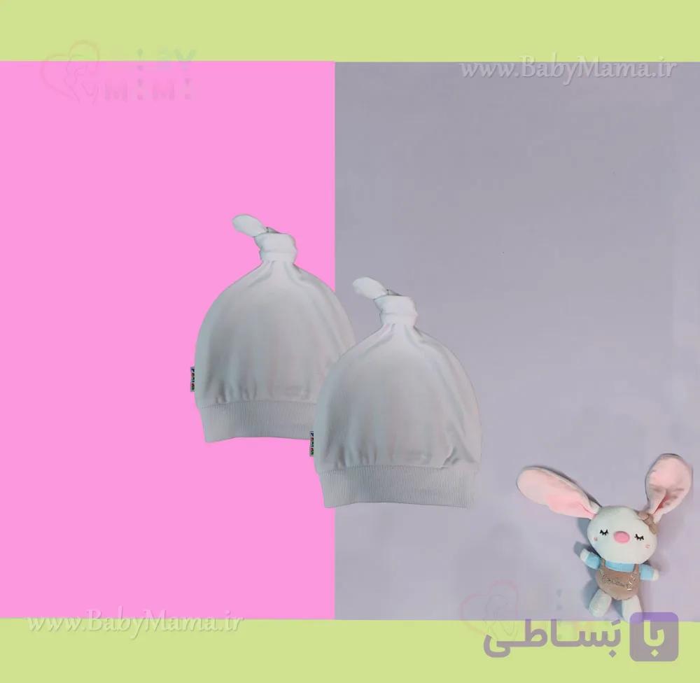کلاه پنبه نوزادی PFKids مدل گره ای سفید