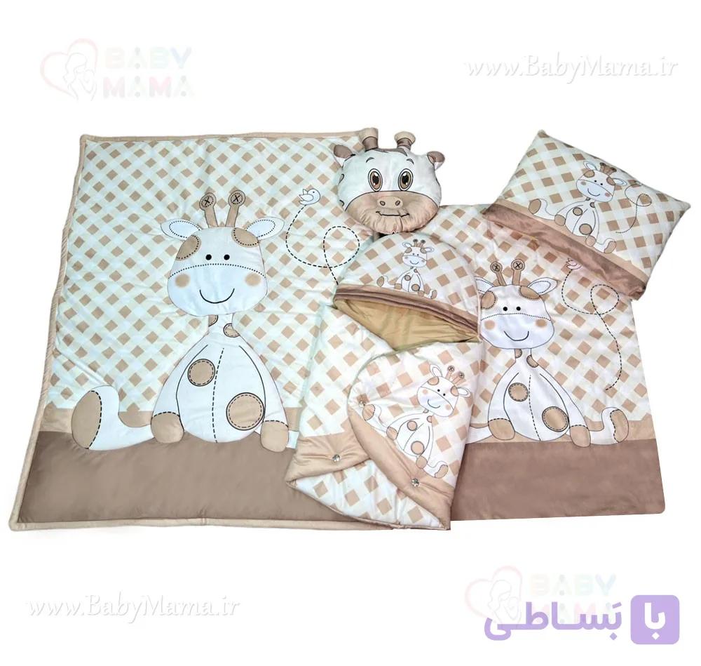 سرویس خواب مخمل چهارخونه زرافه کیوت — تصویر 1