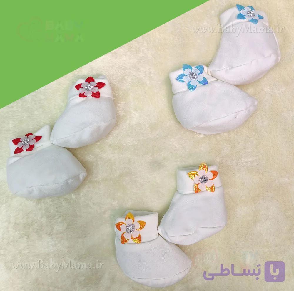 پاپوش نوزادی گل نگین دار — تصویر 1