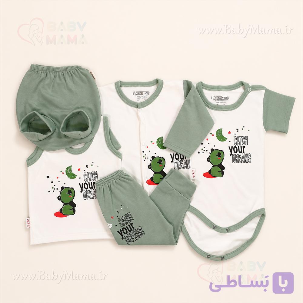 ست ۵ تیکه نوزادی چاپی ماه و ستاره — تصویر 1