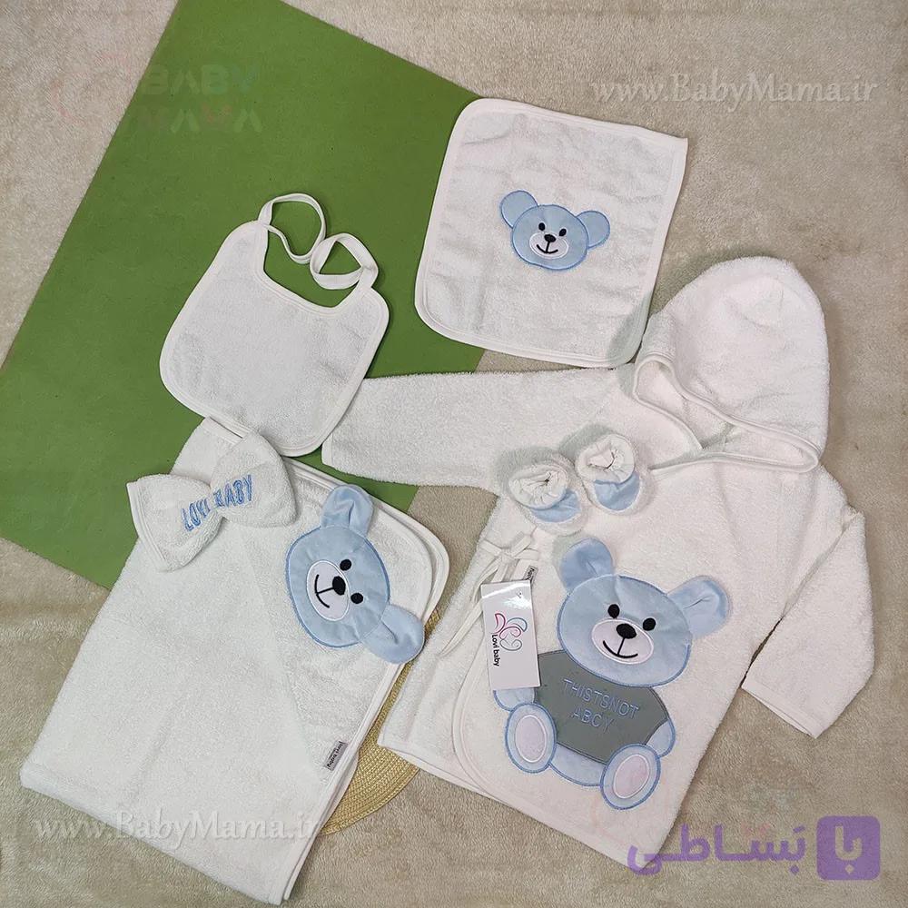 سرویس حوله 5 تیکه گلدوزی حیوانات Lovi baby — تصویر 1