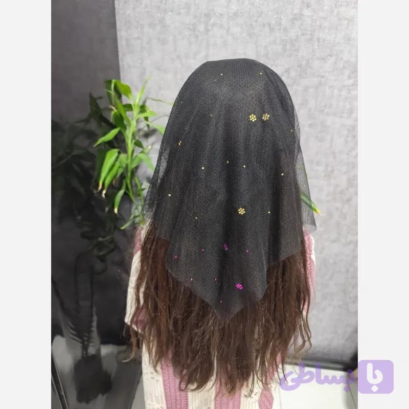 مینی اسکارف مجلسی خوسی حاشیه صورتی