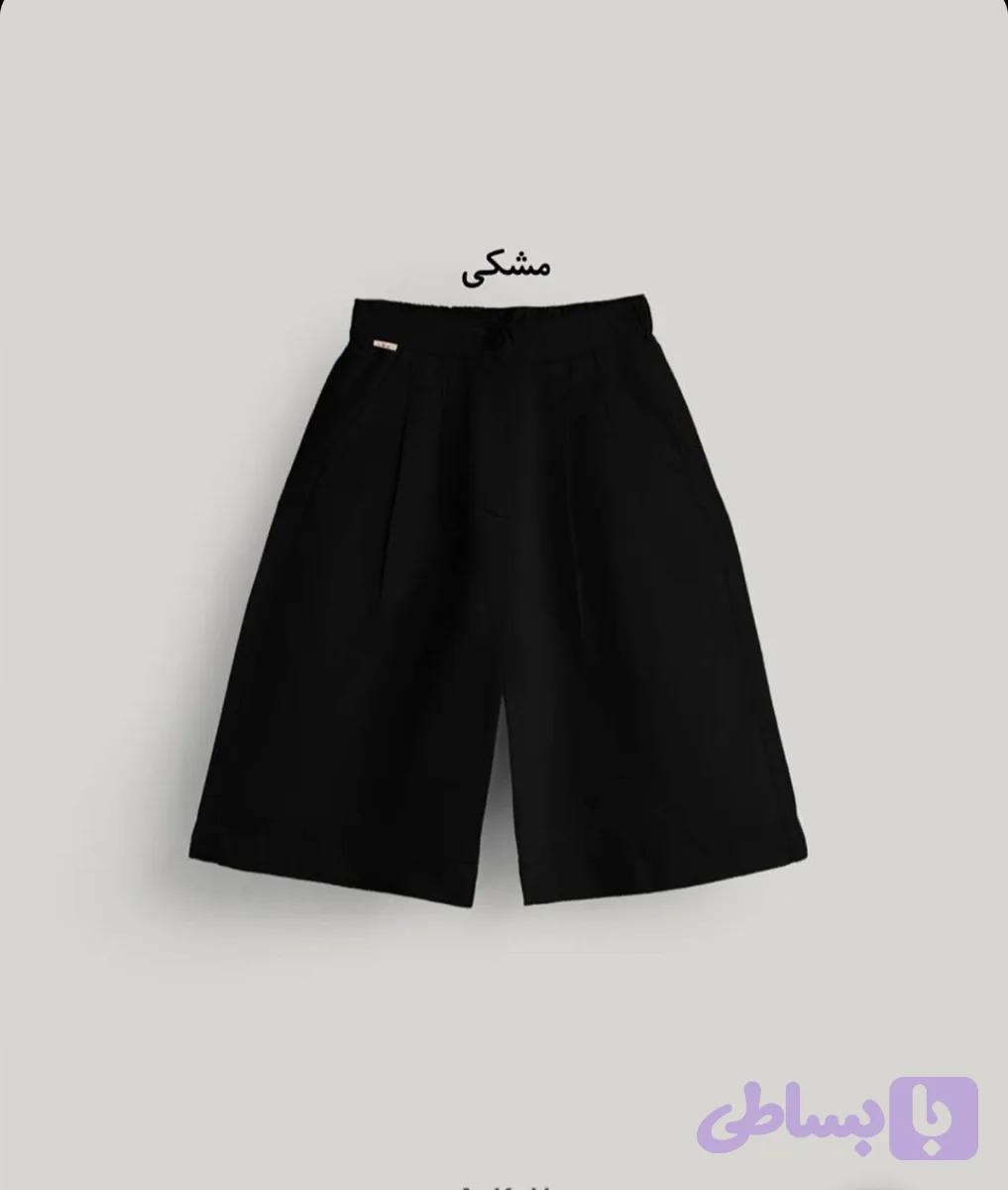 شلوارک لینن کمردکمه — تصویر 1