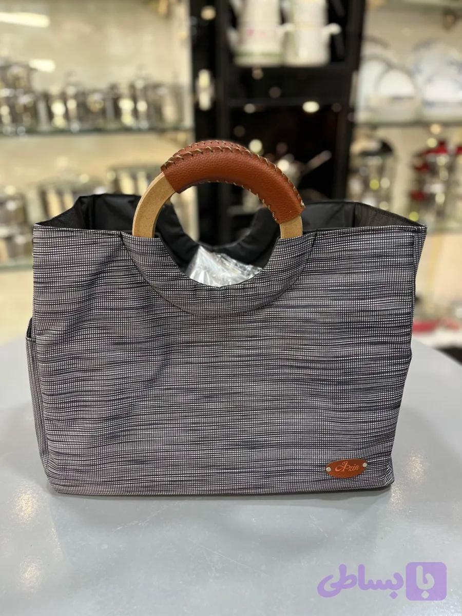 ساک دستی طرح طوسی خط دار