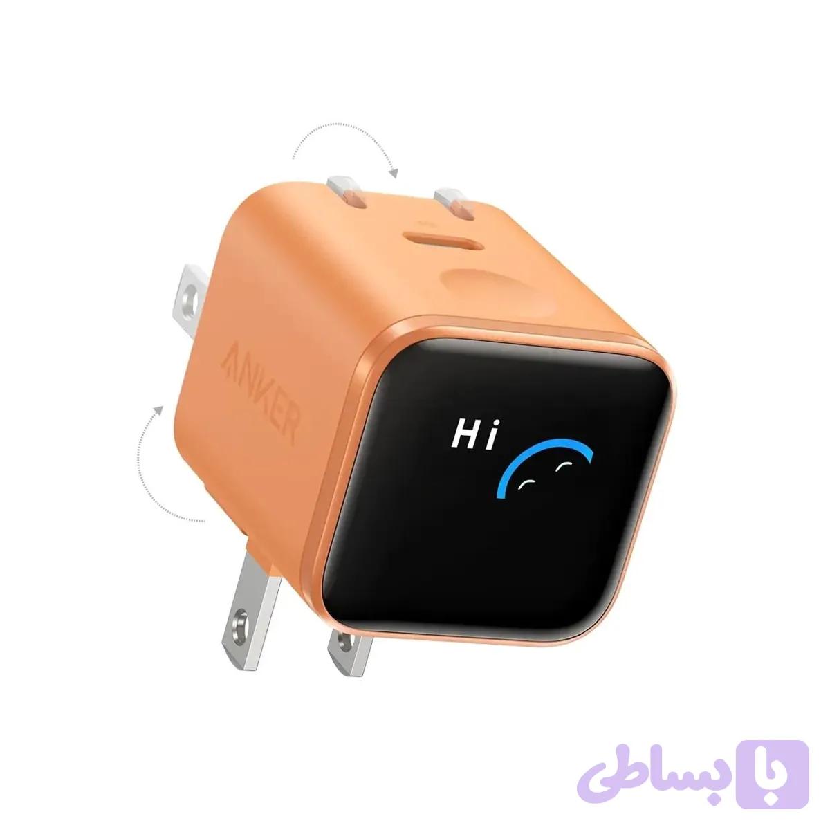 شارژر دیواری فست تک پورت ANKER مدل A121DP31 Nano Charger Foldable 180° 45W نارنجی — تصویر 1