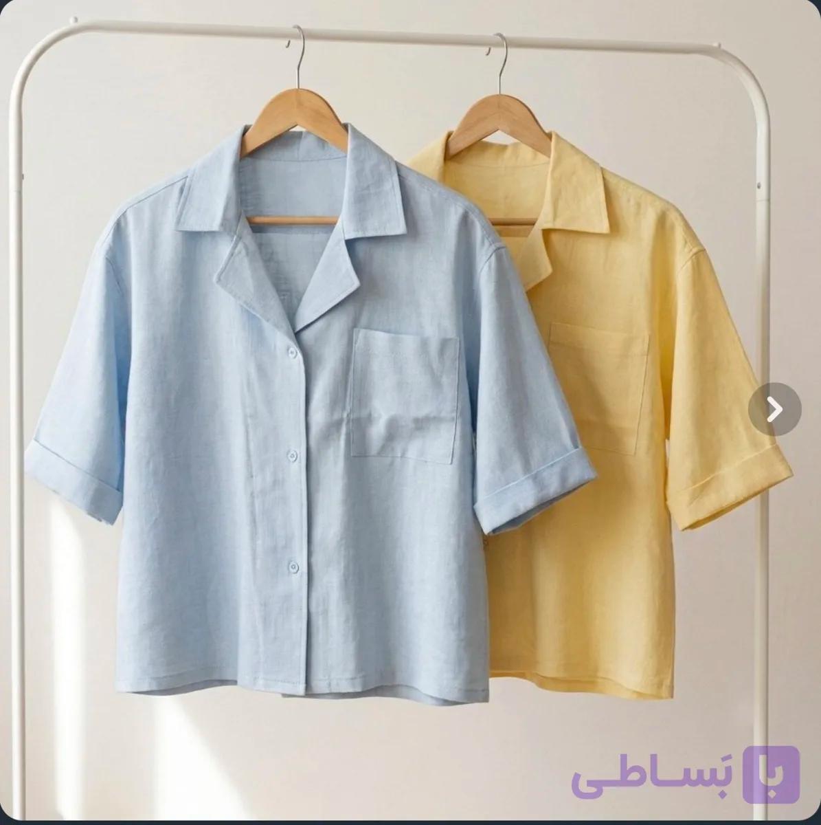 شومیز زنانه لینن مدل باکسی کرم خاکی