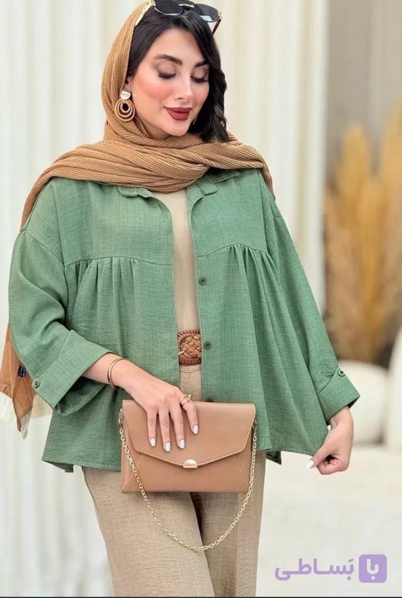 شومیز زنانه لینن مدل عروسکی ماچا