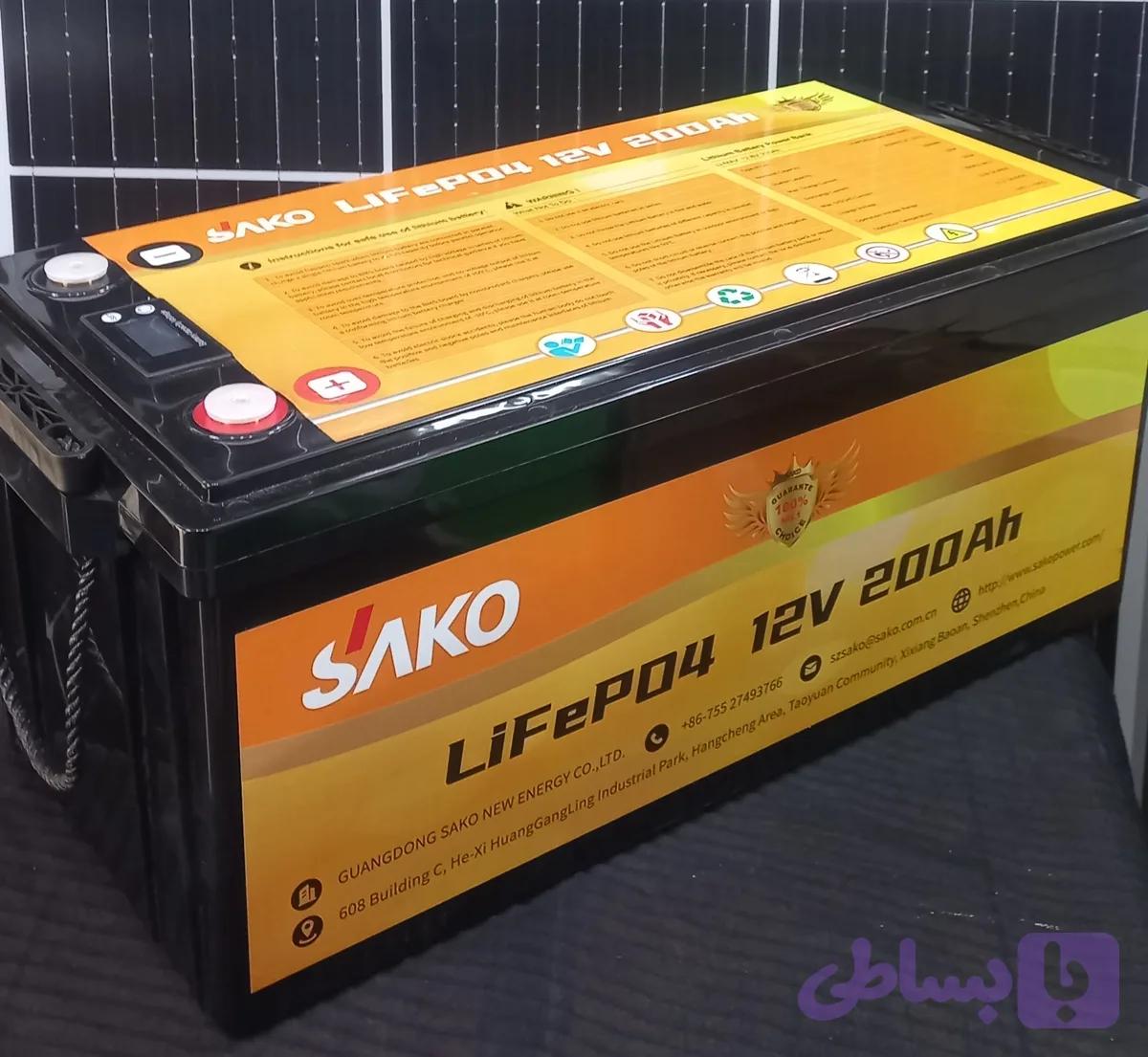 باتری لیتیوم 12 ولت 200 آمپر 2/5کیلووات LiFePO4 (لیتیوم فسفات آهن) برند SAKO — تصویر 1