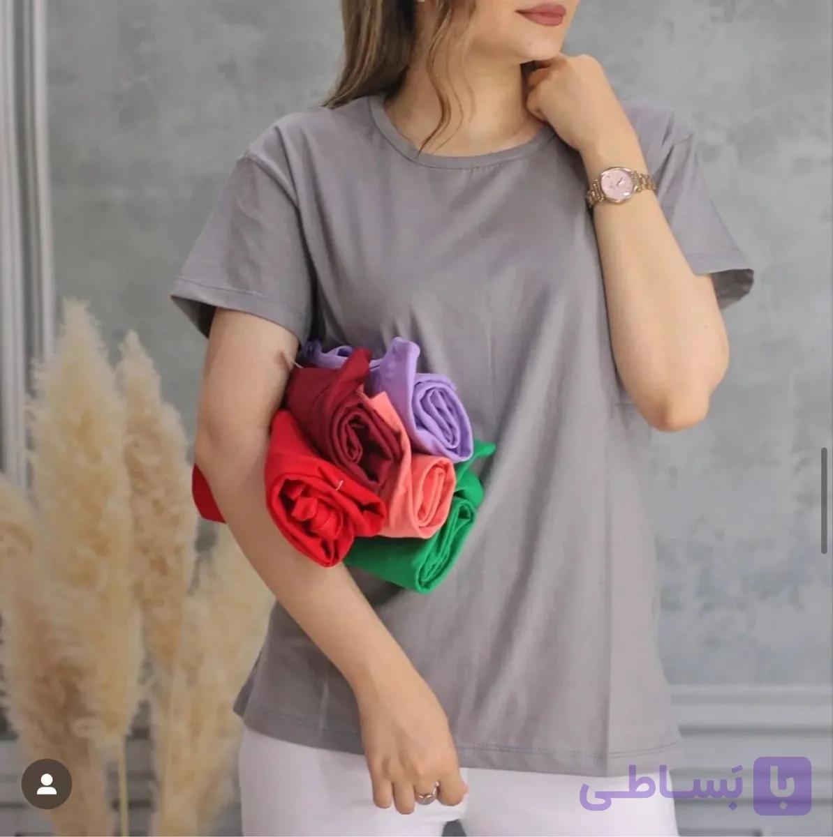 تیشرت زنانه ساده بسیک پنبه