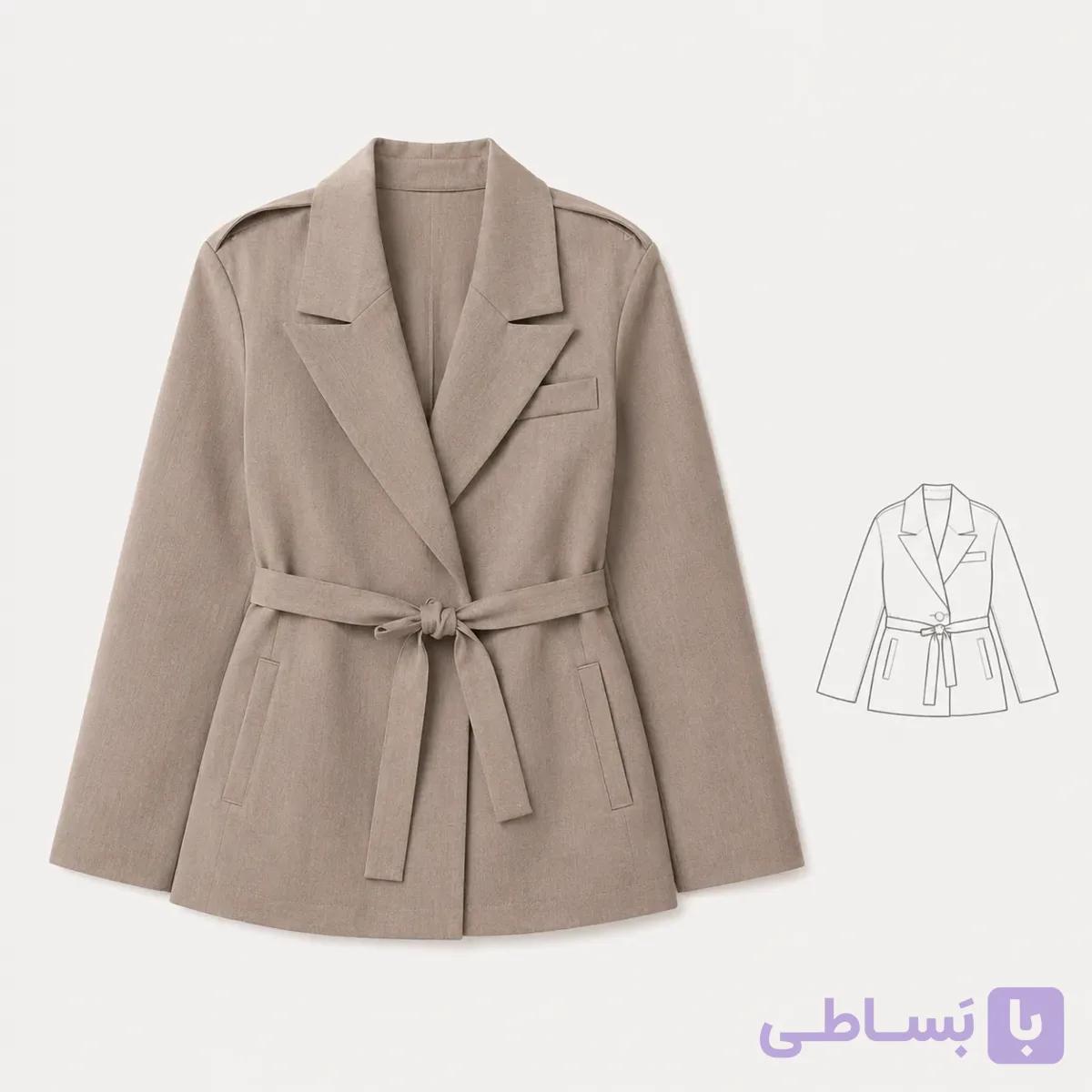 الگو کت یقه بلیزر زنانه