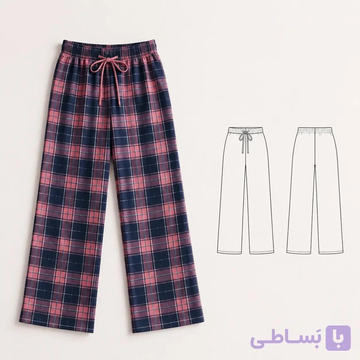 الگو شلوار راحتی زنانه سایزبندی کامل چاپ اقتصادی