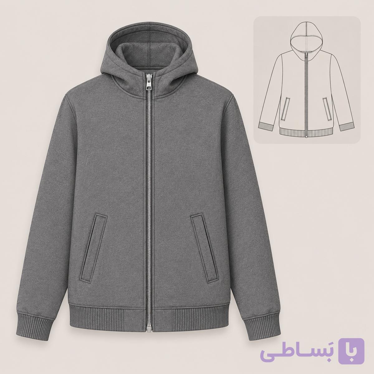 الگو سوییشرت اسپرت کلاهدار — تصویر 1