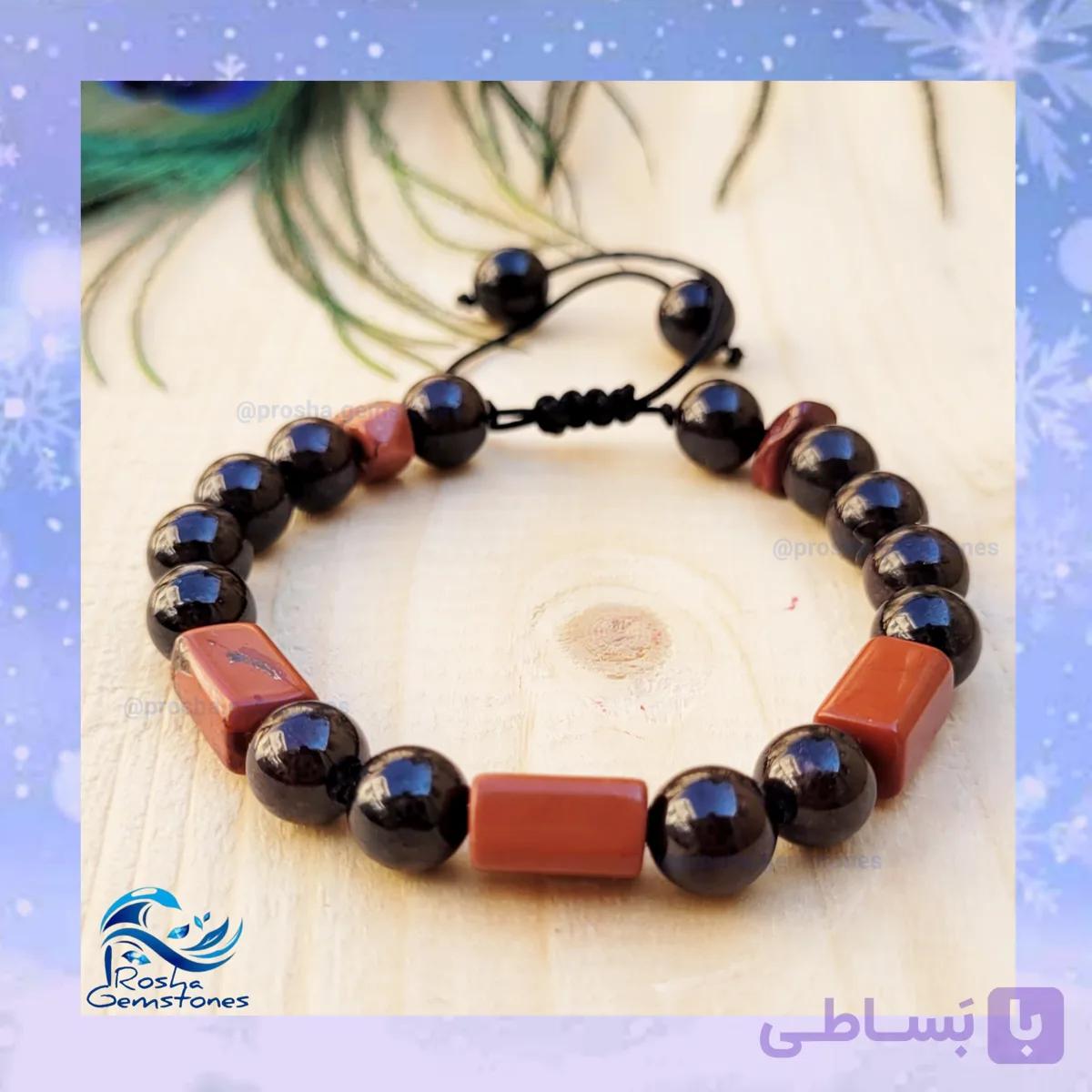 دستبند مردانه گارنت و جاسپر