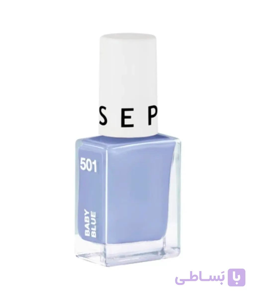 لاک ناخن سفورا رنگ آبی baby blue شماره 501