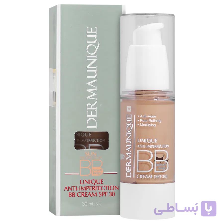 بی بی کرم نچرال بژ SPF30 درمایونیک مناسب پوست چرب حجم 30 میلی لیتر — تصویر 1