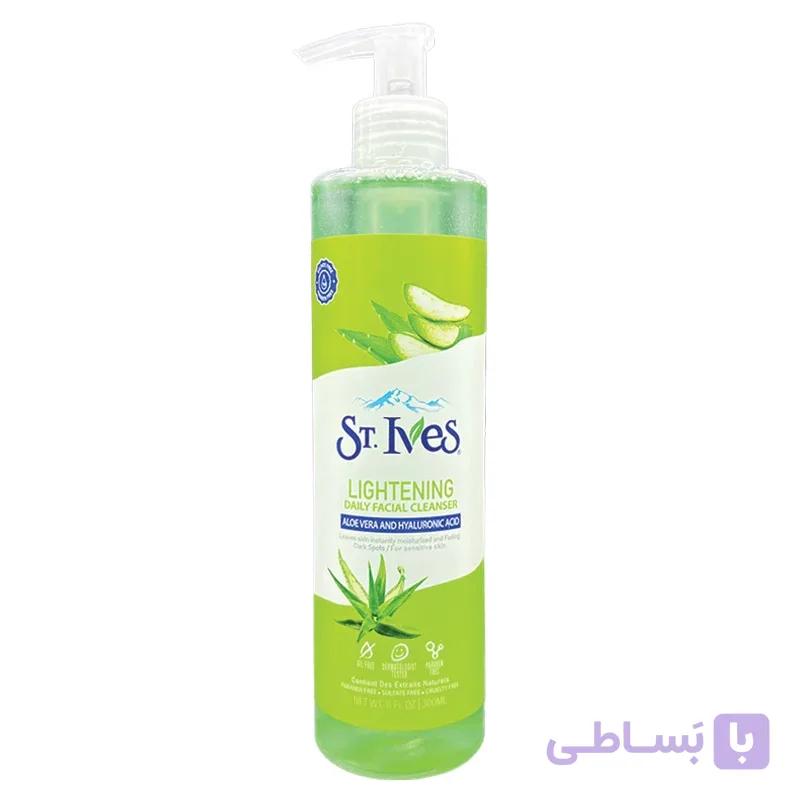 ژل شسشتو صورت St.Ives حاوی عصاره آلوئه ورا مدل روشن کننده مناسب پوست حساس حجم 300 میلی لیتر