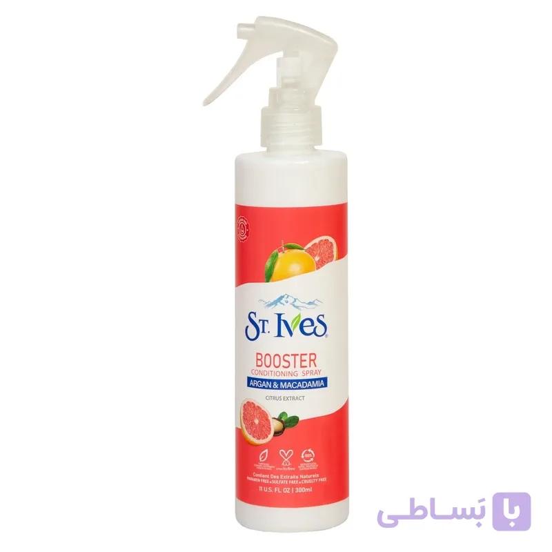 اسپری مو St.Ives مدل BOOSTERحاوی ارگان و ماکادمیا مناسب انواع مو حجم 300 میلی لیتر