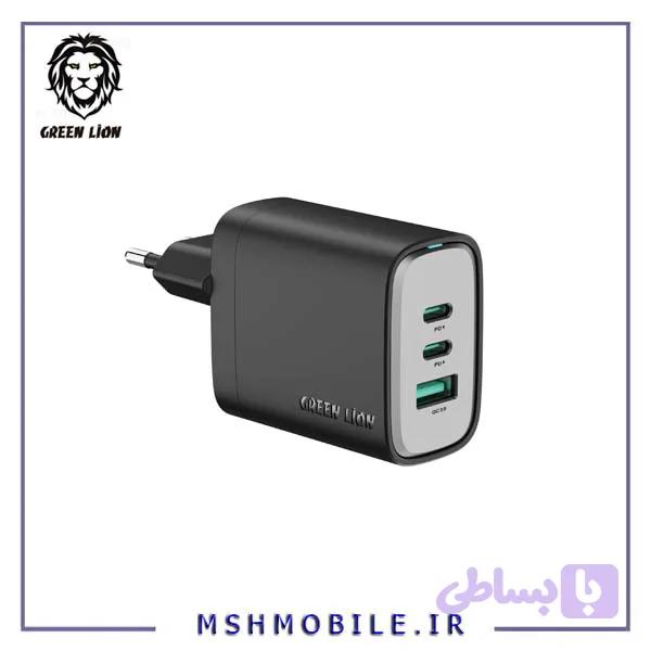 شارژر دیواری 65 وات گرین لاین Green Lion Supra مدل GL-WC38 سه پورت GaN — تصویر 1