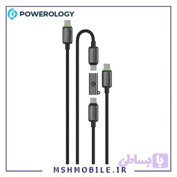 کابل تایپ سی پاورولوژی Powerology مدل PCAB37GY دو تکه 3 متر — تصویر 1