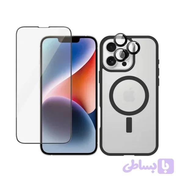 کاور مدل Magsafe BRD RngFl مناسب برای گوشی موبایل اپل iPhone 16 Pro به همراه محافظ لنز دوربین و محافظ صفحه نمایش
