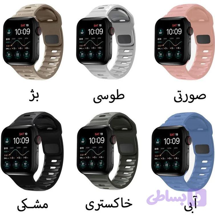 بند سیلیکونی اسپیگن مدل SPIGEN SPORT برای اپل واچ سری SE/1/2/3/4/5/6/7/8/9/SE2021/SE2023/se ALUMINUM سایز 38 / 40 / 41 میلی متر