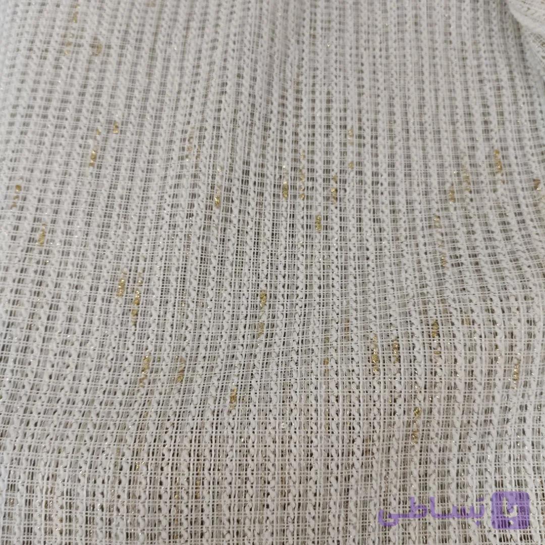 پارچه پرده حریر افکت دار سیم دوزی شاینی لنو بافت کات متری — تصویر 1