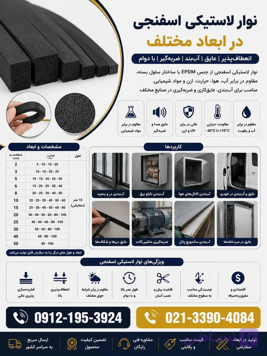 نوار اسفنجی لاستیی – نوار لاستیکی اسفنجی- لاستیک نواری اسفنجی- واشر نواری اسفنجی
