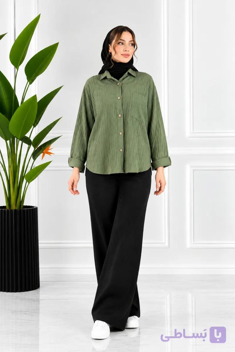 شومیز زنانه باکسی مدل تک جیب کد602