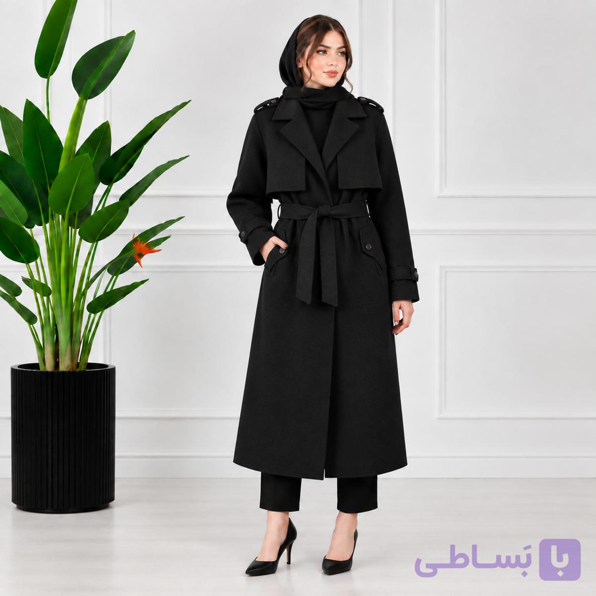پالتو فوتر زنانه مدل شنل دار کد ۱۲