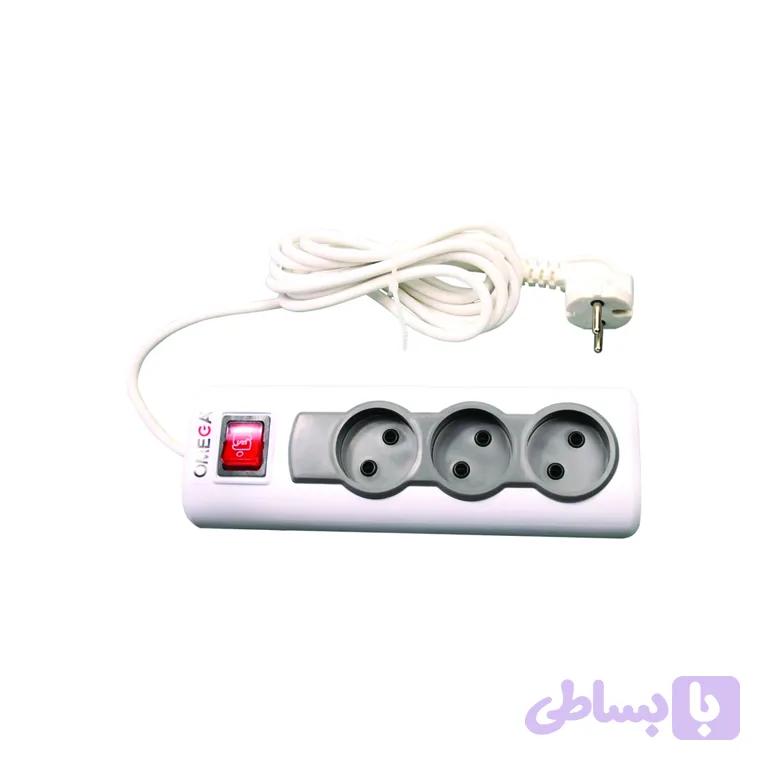 چند راهی 3 خانه برق امگا مدل R3000 با کابل 1.5 متری