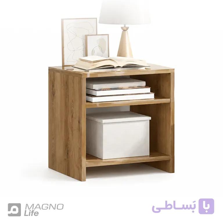 میز کنار تخت، پاتختی دو طبقه چوبی دکورین مدل DEC-0025 — تصویر 1